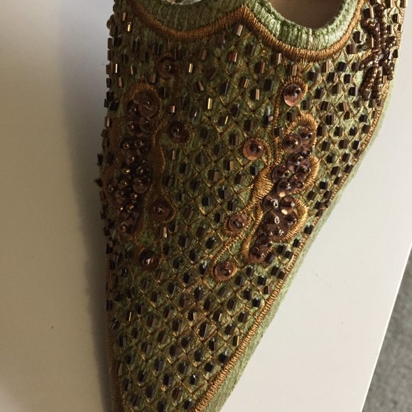 Beaded backless slings with kitten heel - Picture 3 of 7